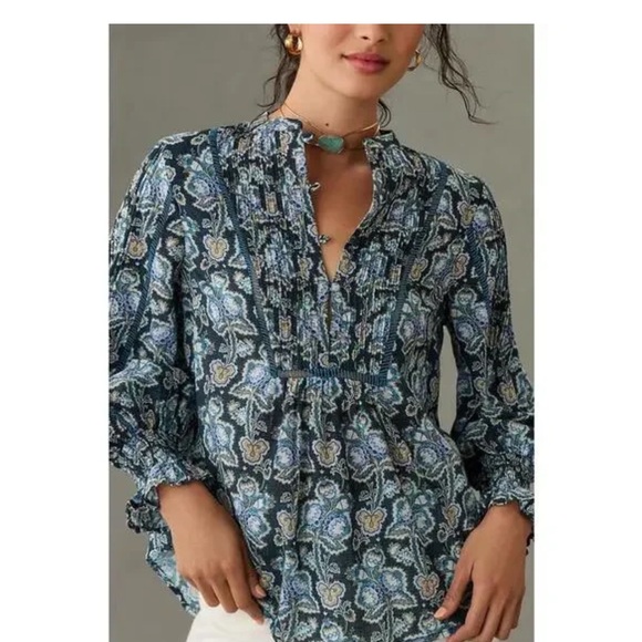 Anthropologie Henley Peasant Blouse - M - Picture 4 of 5